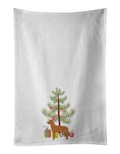 NEW Lurcher #2 Christmas Tree Kitchen Towel Set of 2 White Dish Towels