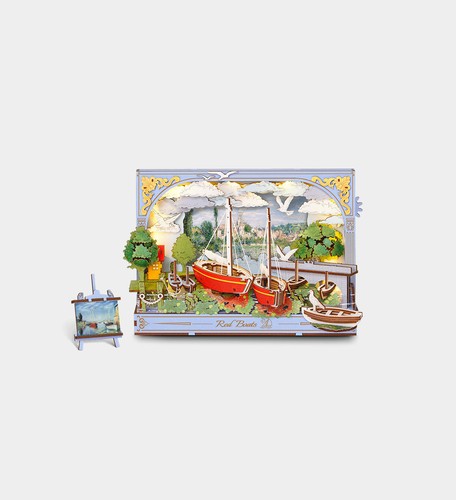 Rowood red boats wooden - 3d,