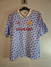 Original 1990-92 Large 42" - 44" Manchester United Away Snowflake Football Shirt