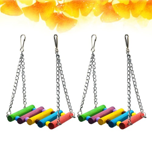 Wooden parrot swing - toy, with