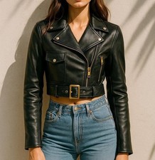 New Women's Black Biker Style