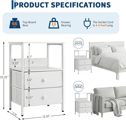 Bedside table with charging - with,