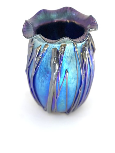Blue aurene vase with - vase,