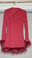 Shein red  feather hem dress