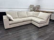 DFS Cream Velvet Corner Sofa Right Hand Facing Arm