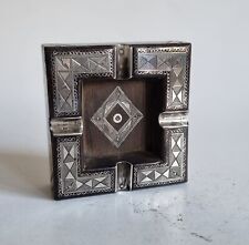 An Indian Silver Inlaid Macassar Ebony Art Deco Ashtray C1930s