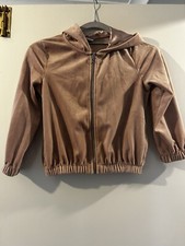 Girls Pink Velvet Hoodie Unicorns Age 7-8 Lindex