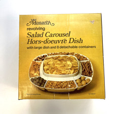 Monarch Revolving Salad Carousel Hors-Doeuvre Dish Vintage Retro Beige