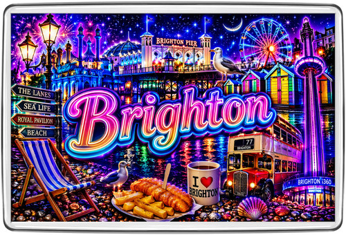 Brighton neon fridge magnet - brighton,