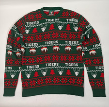 Leicester Tigers Official Rigby Union Christmas Jumper - Green /Red - Size Large