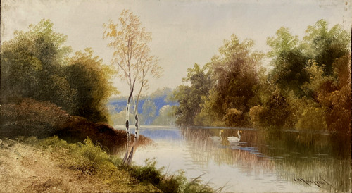 Antique signed oil painting - , on