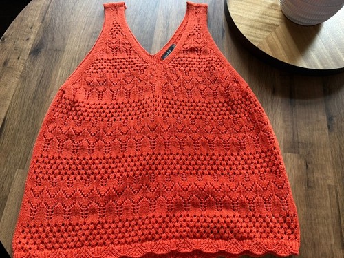 Orange knitted vest top - orange,