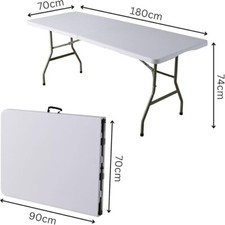 6ft Folding Trestle White with Carry Handle Heavy Duty Table for Camping
