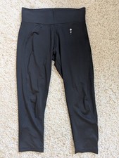 Tu Women's Gym Leggings Running Black Cropped UK Size 8
