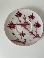 Vintage Plate with Deep Oxblood Red Detailing Made In Italy
