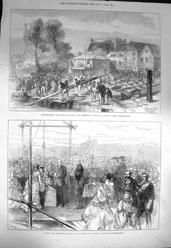 Original old antique print - old,