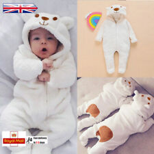 Newborn Kids Boys Clothes Long Sleeve Bear Hooded Romper Jumpsuit Tops Outfits