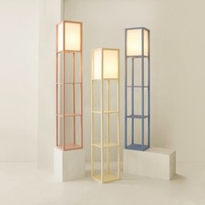 Standard Wooden Floor Lamps for Living Room Standing Storage Shelf Reading Light