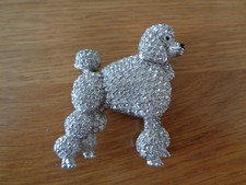 swarovski poodle silver tone brooch