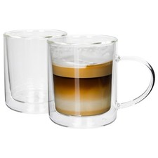 2x 360ml Double-Walled Glass Mugs Set Thermal Insulated Glass Coffee Tea Cup Mug