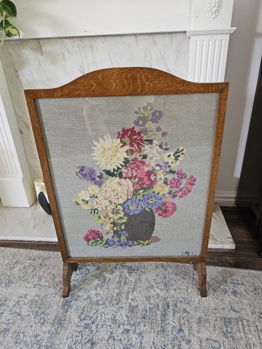 Vintage wooden fire screen - vintage,