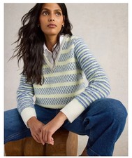 White Stuff Sammy Stripe Jumper Size 10 Wool Blend Knit