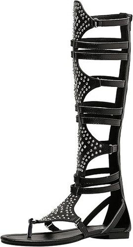 Black studded knee high