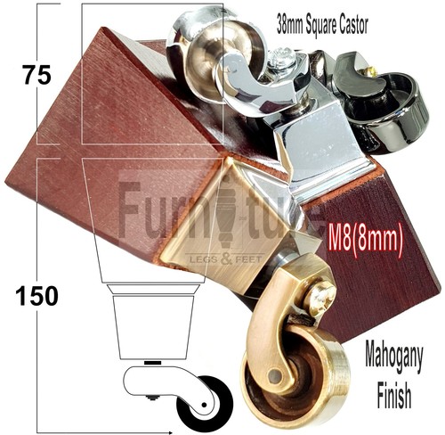 Block wood with castor - 4x,