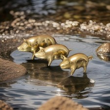 Vintage Solid Brass Pig