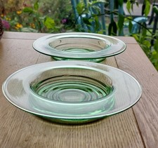 Vintage Green Small Round Depression Glass Bowls. Set Of 2