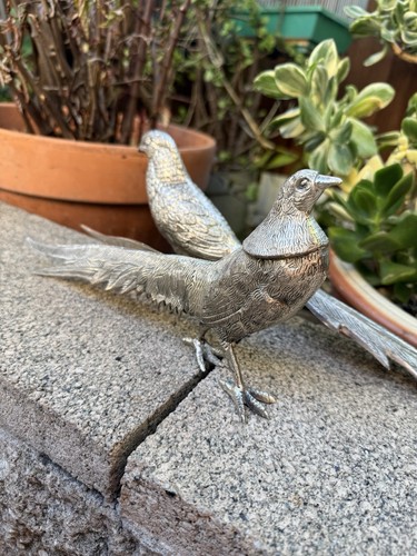 Silver plated birds metal - birds,