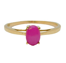 10ct Yellow Gold Cabochon Cut 0.4ct Star Ruby Solitaire Ring Vintage c1990