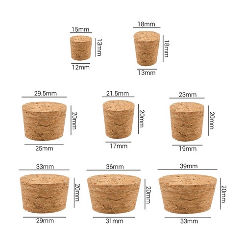 10x tapered cork plugs wooden - 10x,