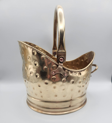 Vintage hammered brass coal - vintage,