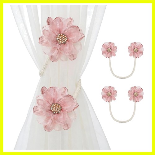 Charming pink floral curtain - floral,