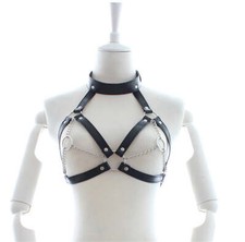Black Faux Leather & Chained