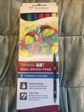 Tombow Brush Pens  ABT- Dual Tip  Wallet of 6 Primary Colours.  Blendable