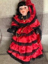 Vintage Porcelain Doll - costume - Leonardo Spanish Dancer style dress with fan