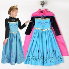 DRESS + CAPE GIRLS CORONATION COSPLAY FROZE ELSA PRINCESS COSTUME PARTY FANCY