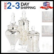 Set of 3 Silver Mercury Glass