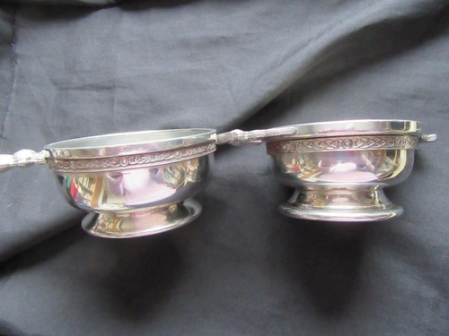 Two scottish pewter quaich - two,