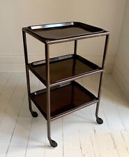 Vintage Three-Tier Trolley w/ Bakelite Removable Trays in Chocolate Brown - RARE