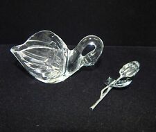 Vintage Crystal Swan Figurine + Silver Plated & Crystal Rose - Cristal d'Arques