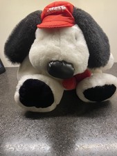 Large Black and White Vintage Plush Toy Dog 