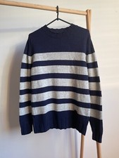 Barbour Stockman Stripe Crew Neck Shetland Wool Sweater Size M