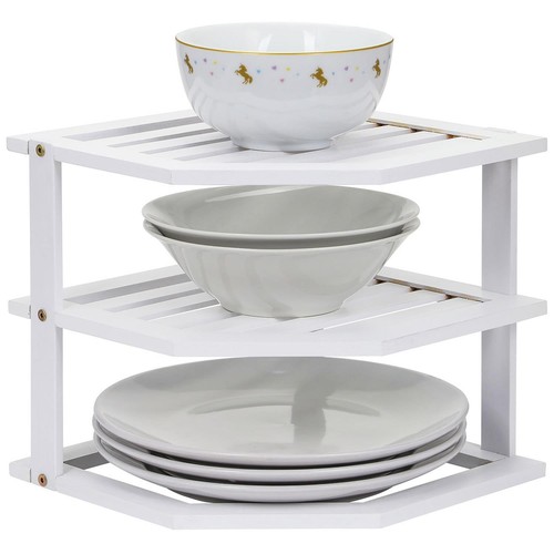 Tier white bamboo corner - white,