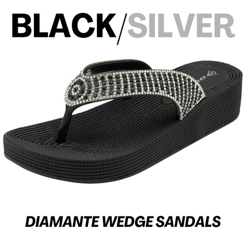 Ladies diamante wedge flip - ladies,