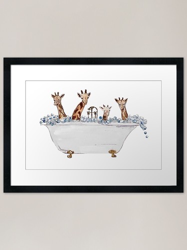 Giraffes tub framed art - in,