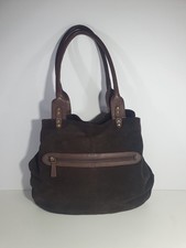 VINTAGE Suede Large Tote Shopper Slouch Hobo Bag Real leather Brown Medium VGC