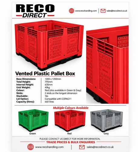 New vented red 660ltr rigid - 660ltr,